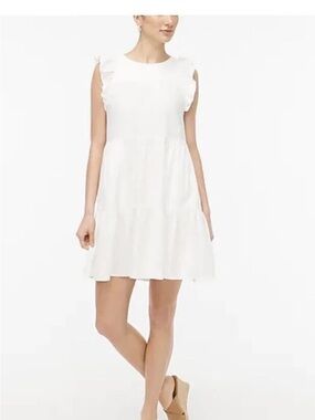 J Crew White Tiered Mini Dress; Size 6